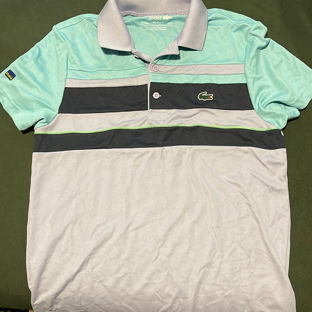 GENTLY USED LACOSTE MIAMI OPEN TEAL AND PURPLE POLO
